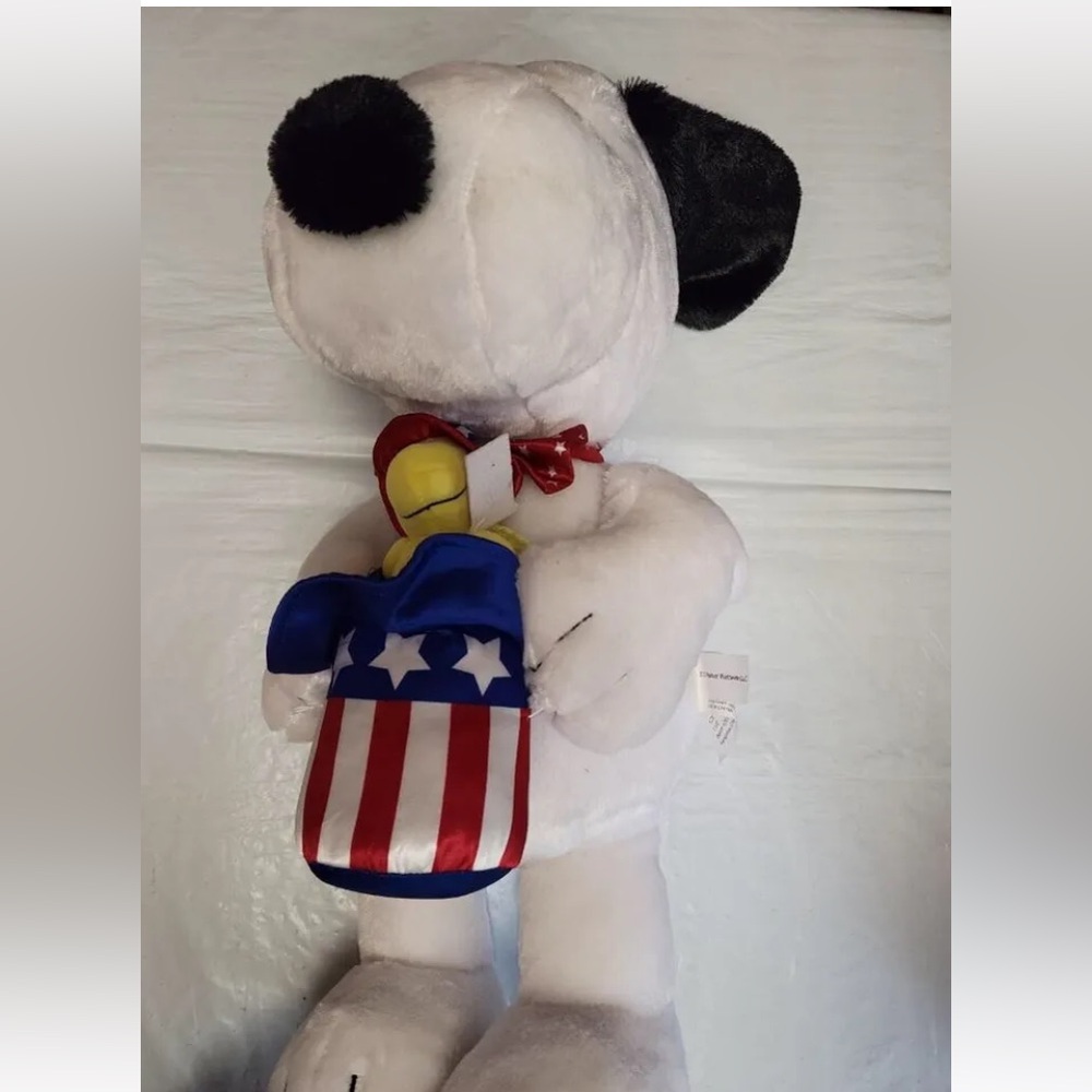 Snoopy & Woodstock Patriotic July 4th Door Porch Greeter Plush Doll Gemmy 20"